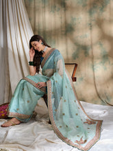 Womens Fashion Ethnic Teal Color Sarees-MLSHWSA1618TEL0ONE
